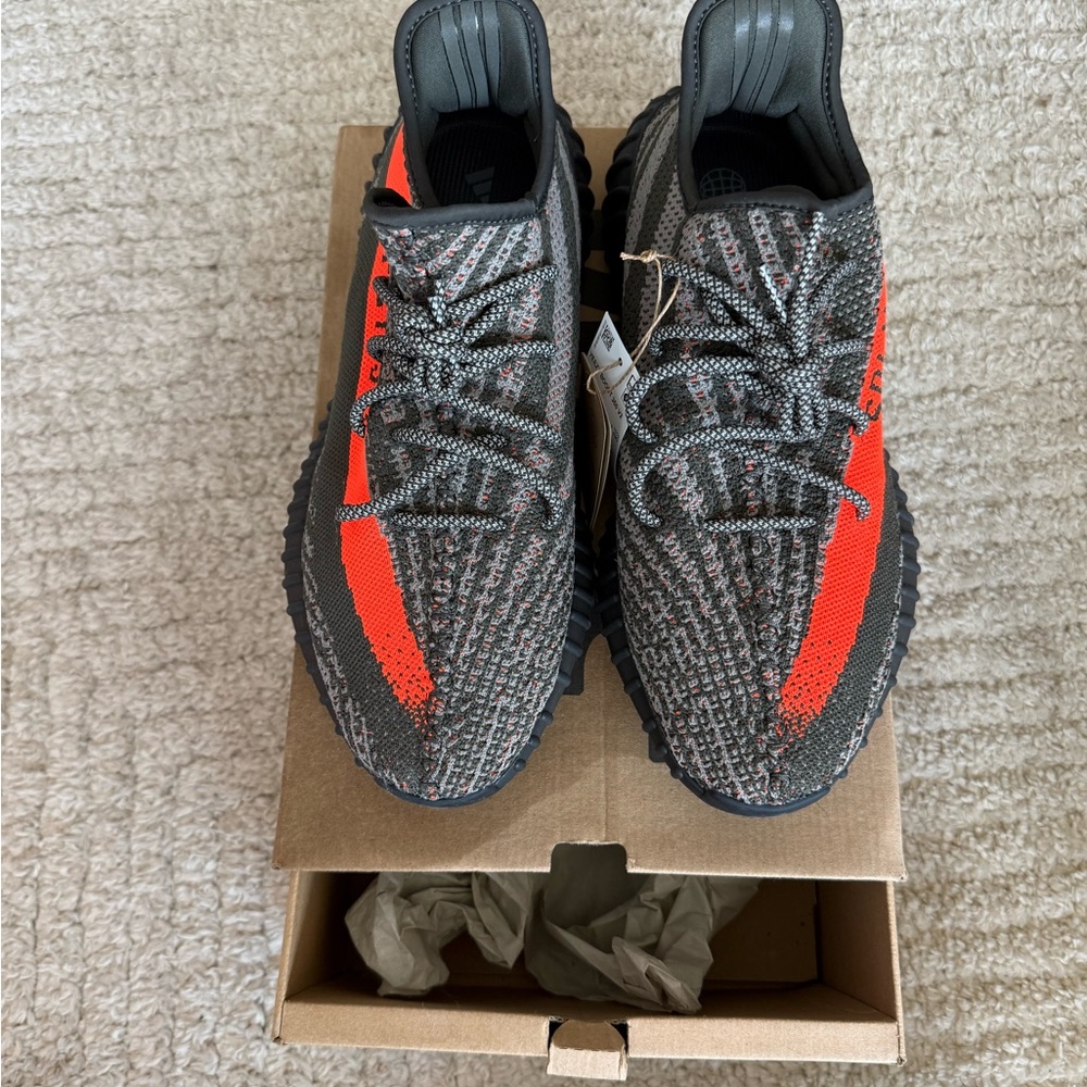 Yeezy Boost 350 V2 Gray with Bright Orange Stripe